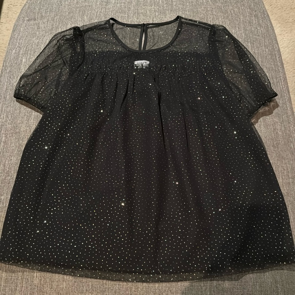 Jcrew black short sleeve shirt with gold accents